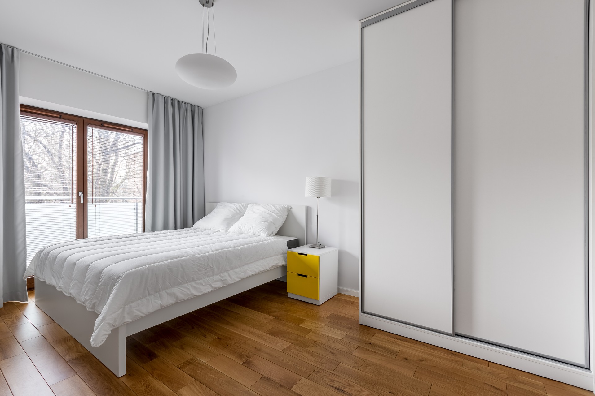 White bedroom with wardrobe